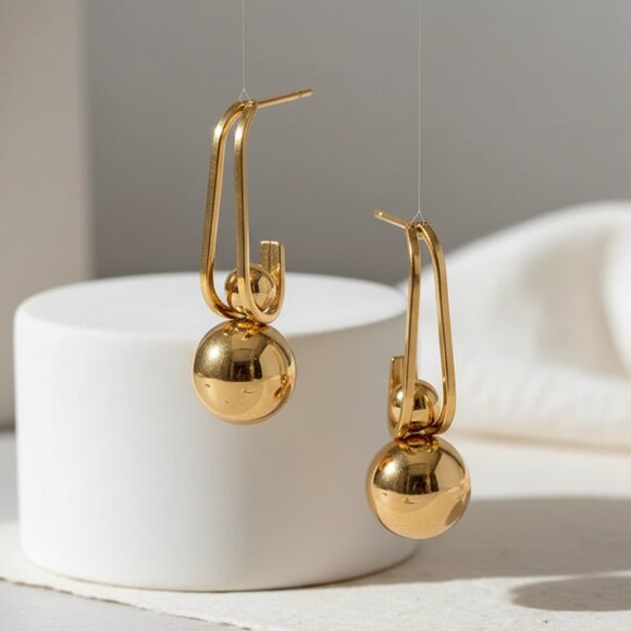 πChic Shine 18K Gold Plated Bead Drop Earrings - Perfect for Every Occasion π - Picture 13 of 15